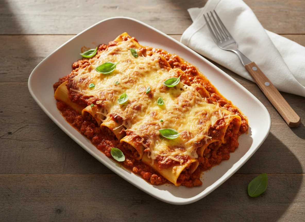 Cannelloni mit Tomatensauce und Käse photo