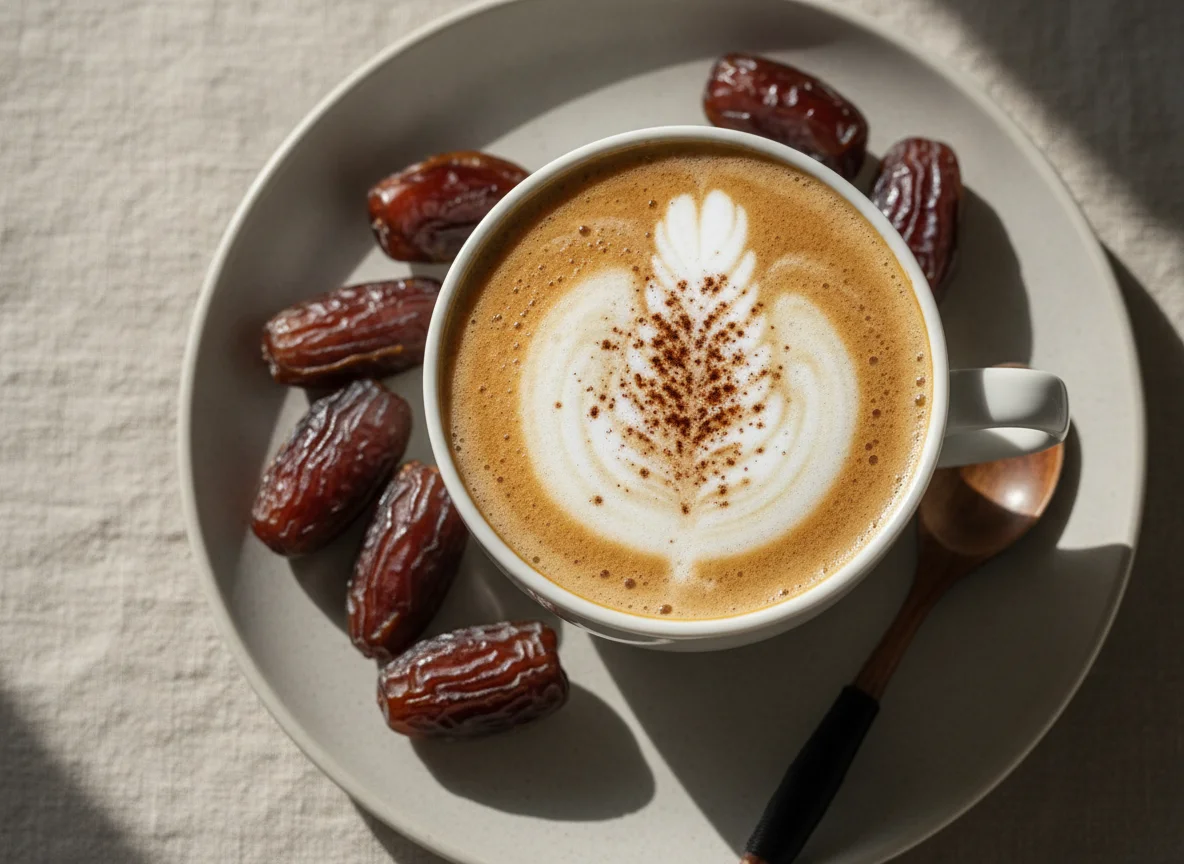 Cappuccino mit Datteln photo