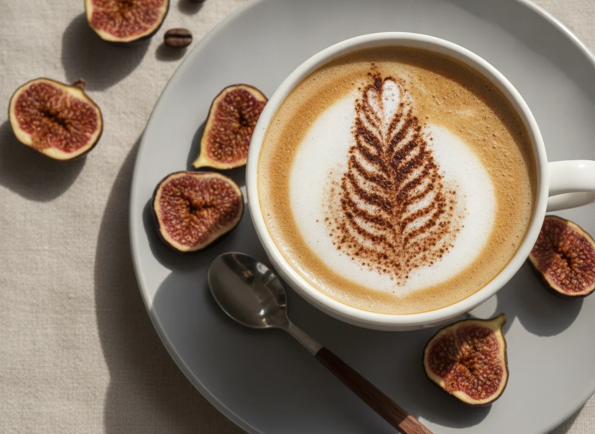 Cappuccino mit getrockneten Feigen photo