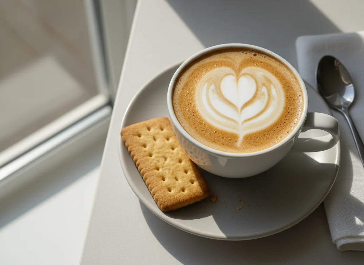 Cappuccino mit Keks photo