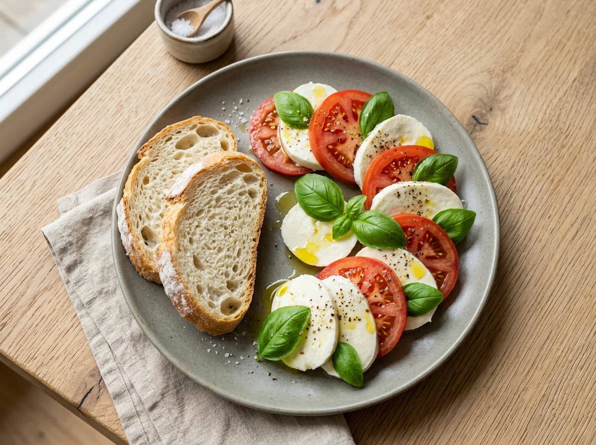 Caprese Salat mit Brot photo