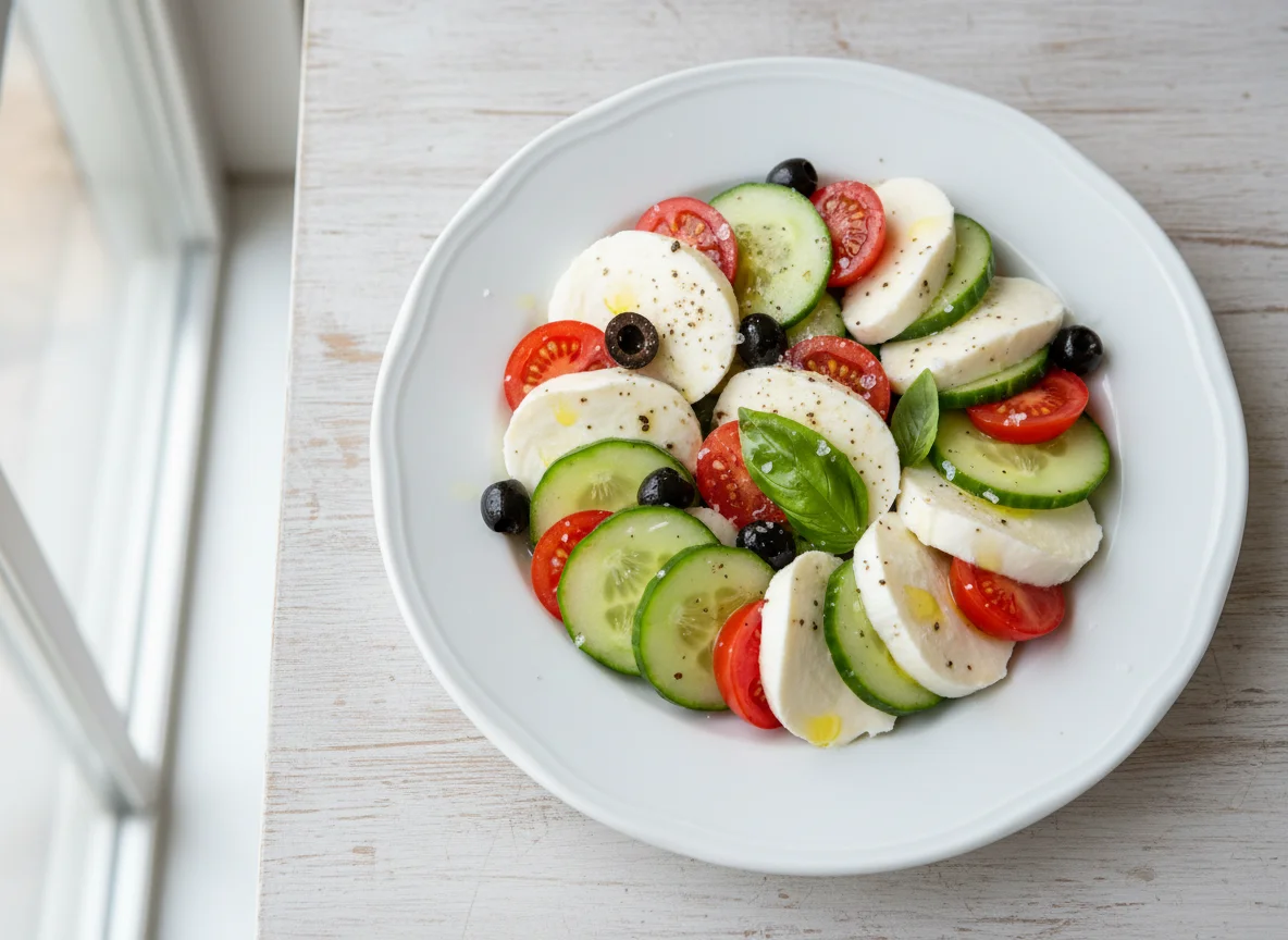 Caprese Salat mit Gurke photo