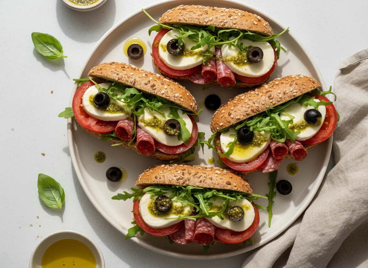 Caprese-Salami-Brötchen photo