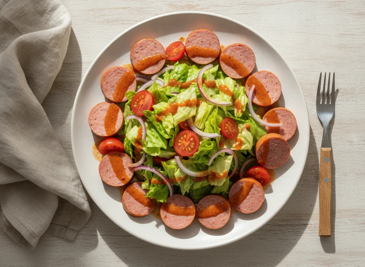 Cervelat mit gemischtem Salat photo
