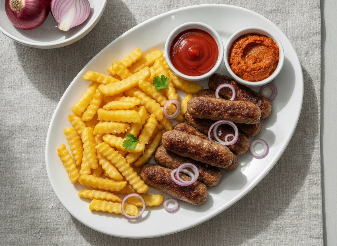 Cevapcici mit Pommes frites photo