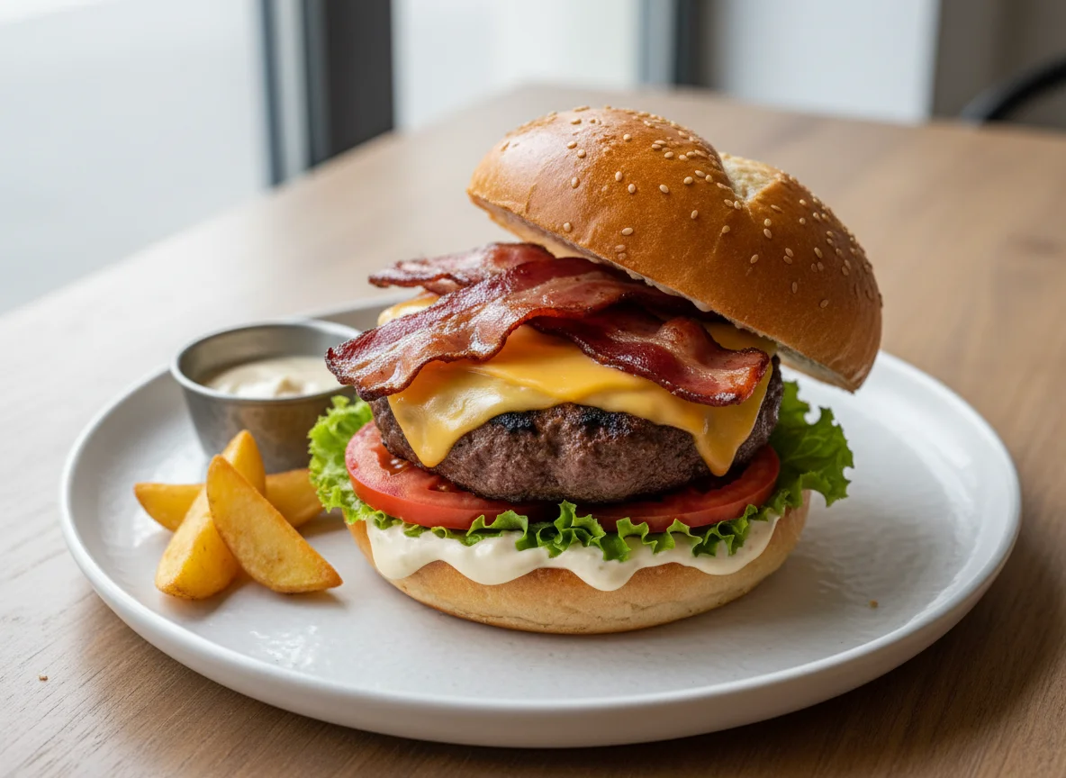 Cheeseburger im Brötchen photo