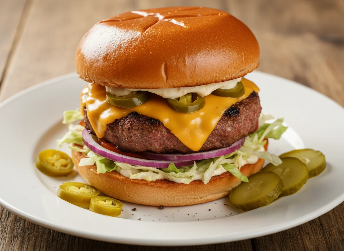 Cheeseburger mit Jalapeños photo