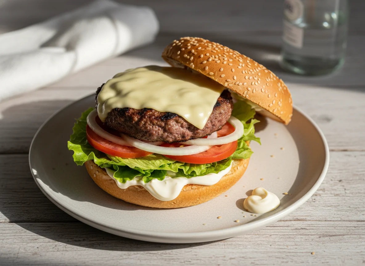 Cheeseburger mit Mayonnaise photo