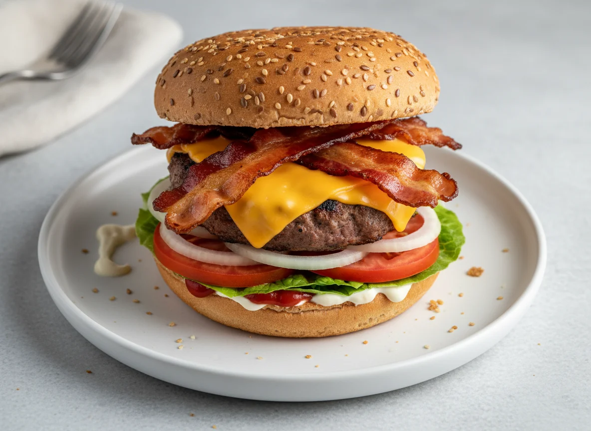 Cheeseburger mit Speck photo