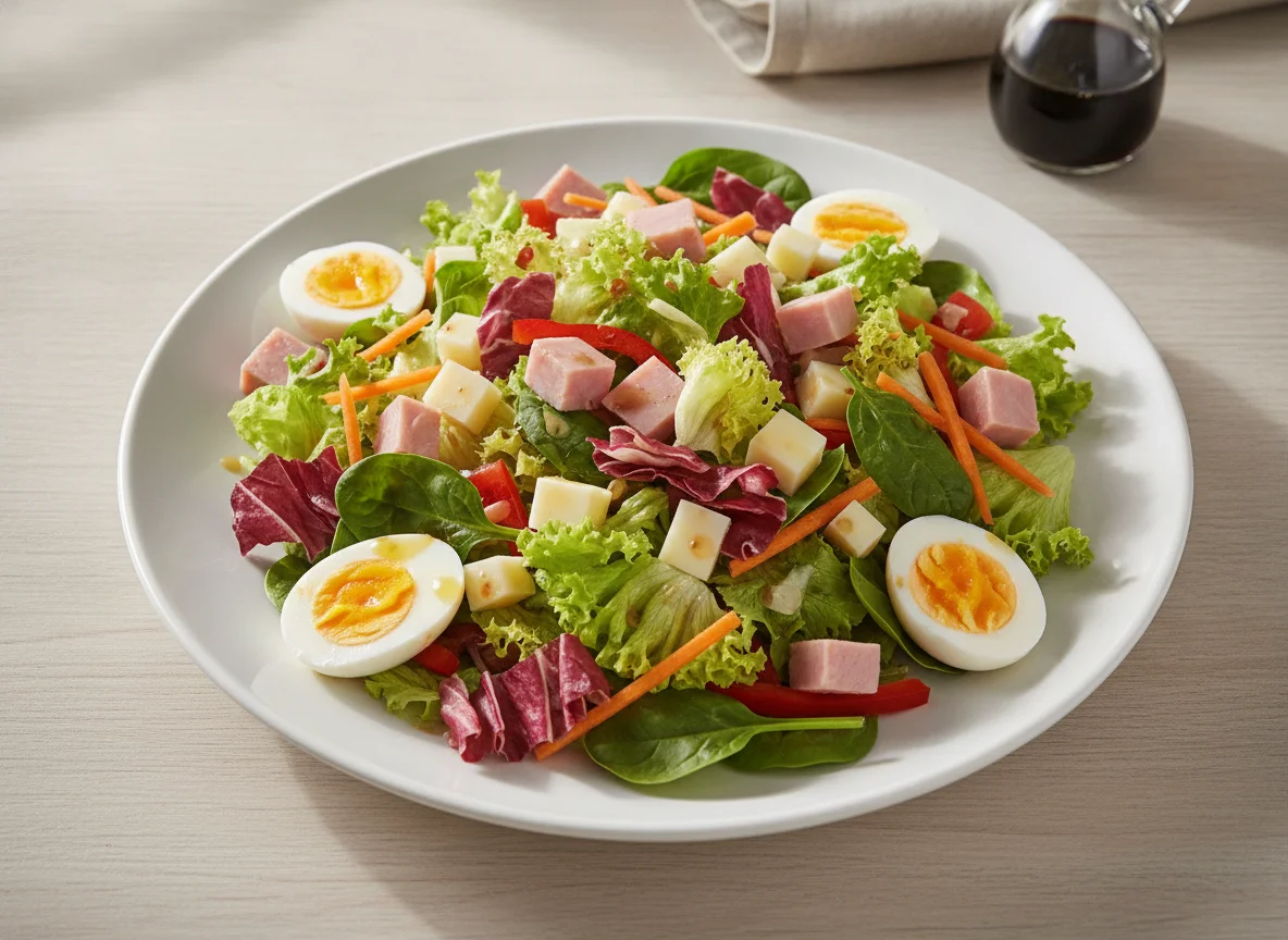 Chef-Salat mit Ei, Schinken und Käse photo