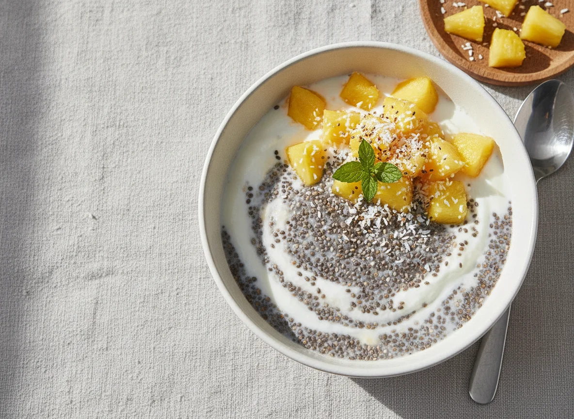 Chia-Pudding mit Ananas photo