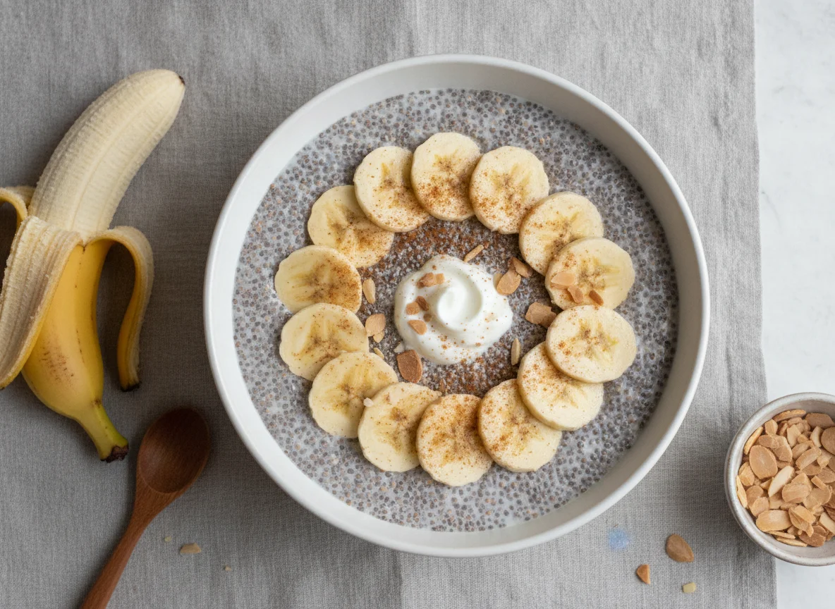 Chia-Pudding mit Banane photo