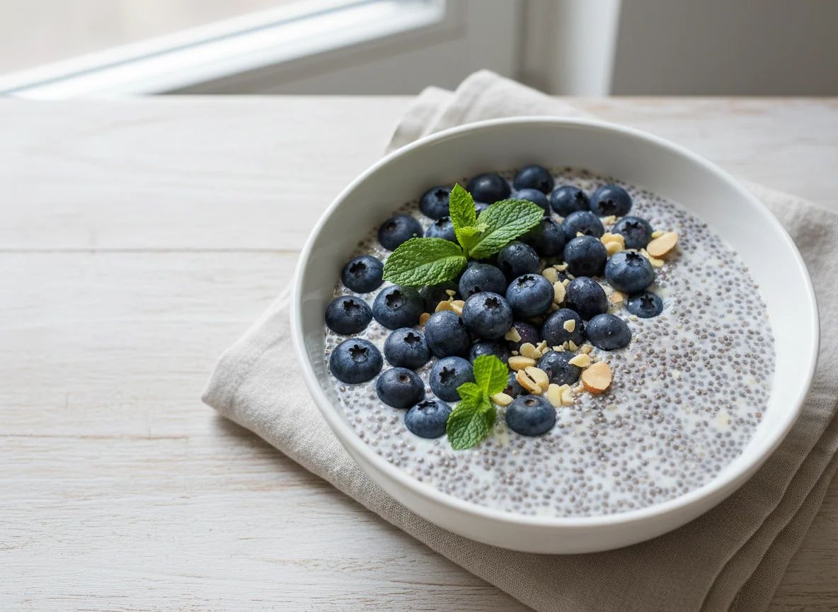 Chiapudding mit Blaubeeren photo