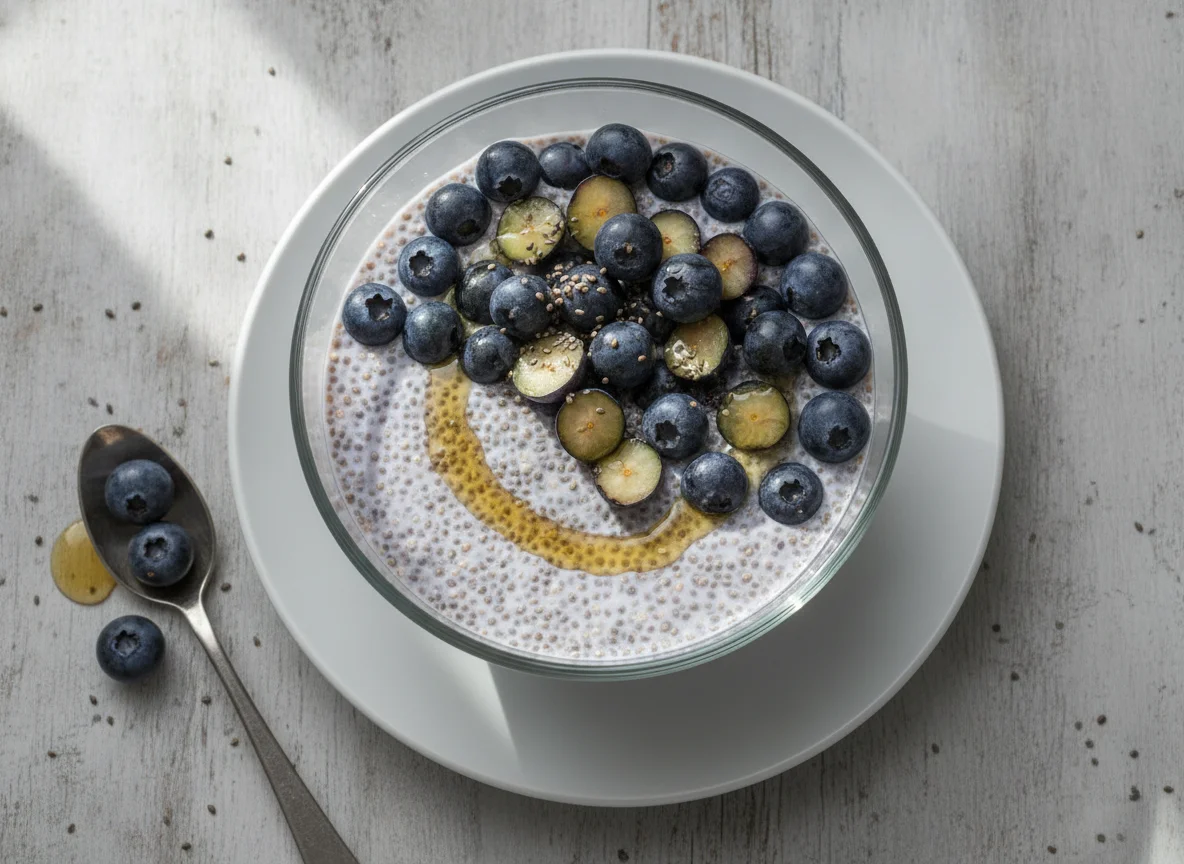 Chia-Pudding mit Blaubeeren photo