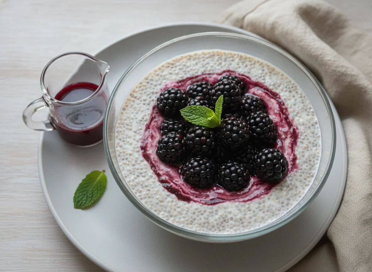 Chia-Pudding mit Brombeeren photo
