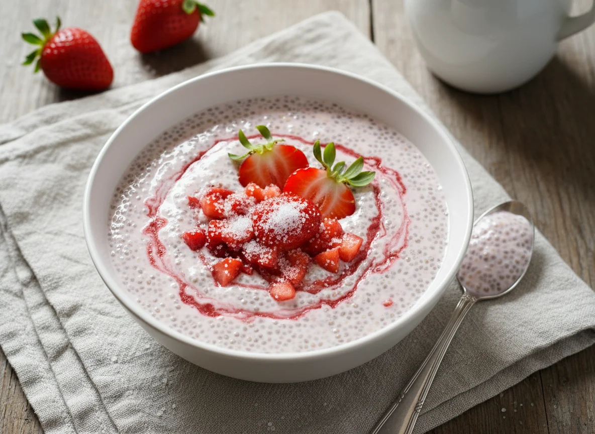 Chia-Pudding mit Erdbeeren photo