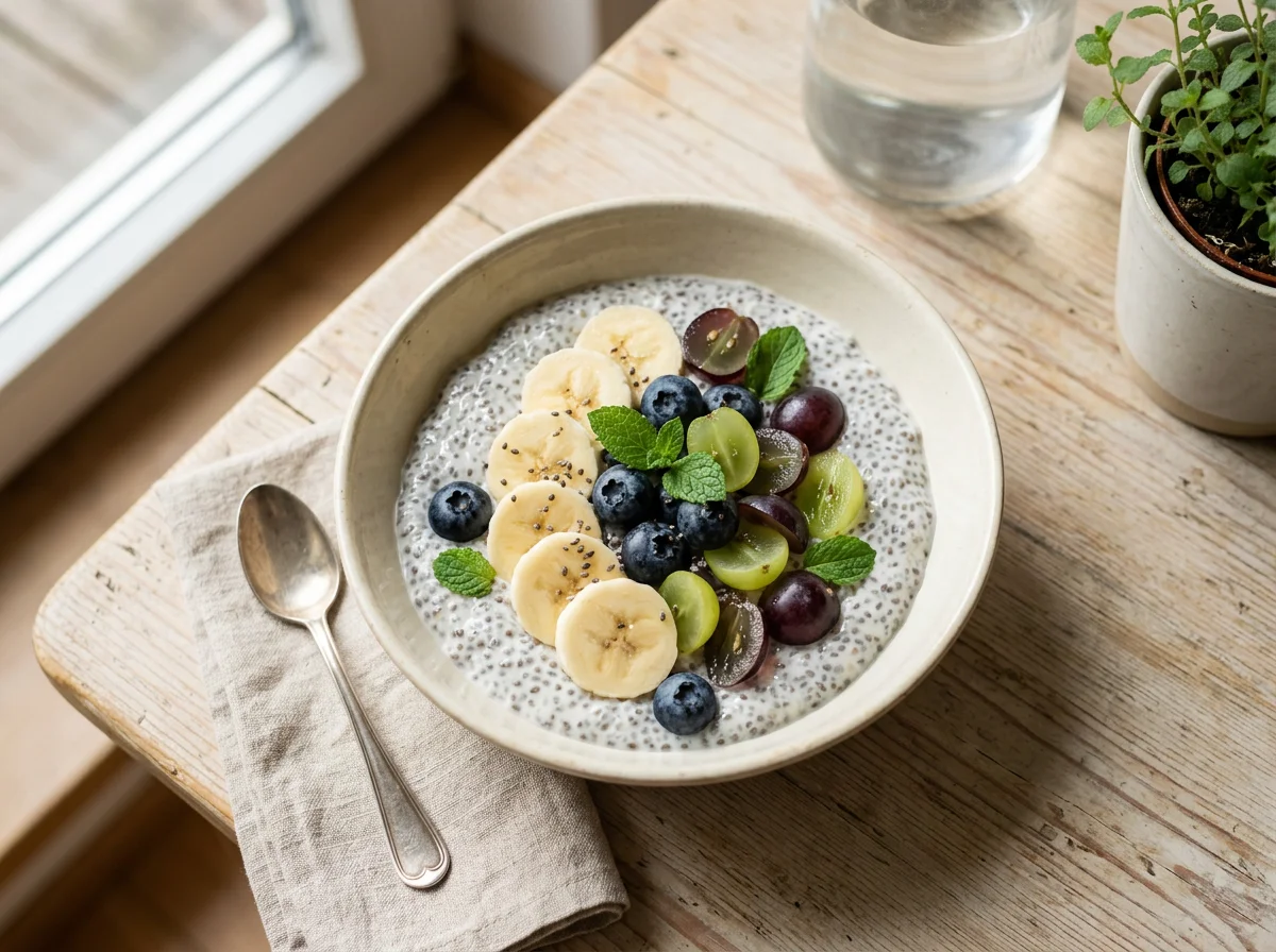Chiapudding mit Früchten photo