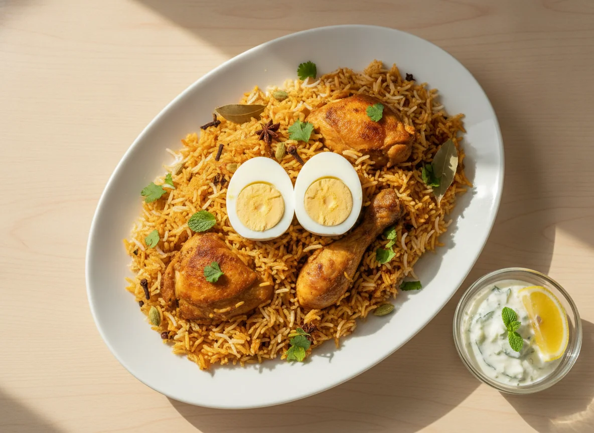 Chicken Biryani mit Ei photo