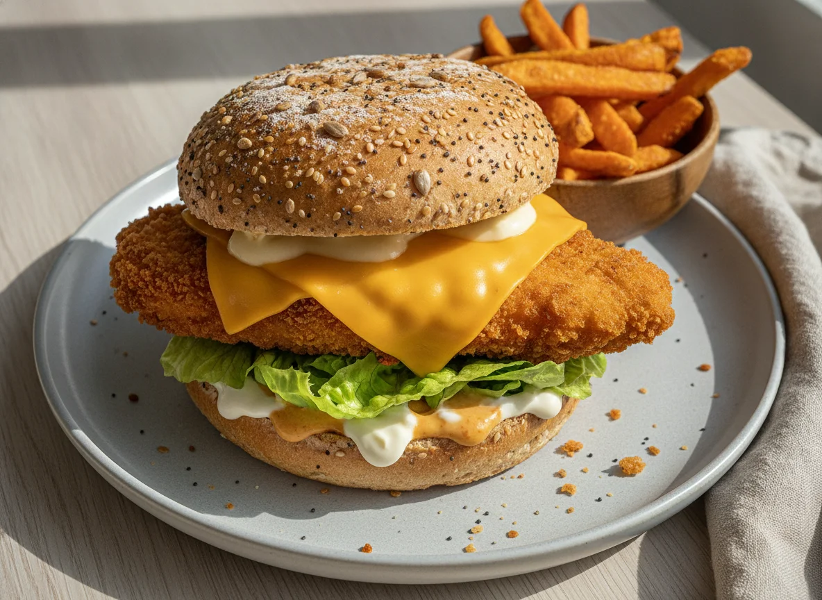 Chicken Burger mit Käse photo