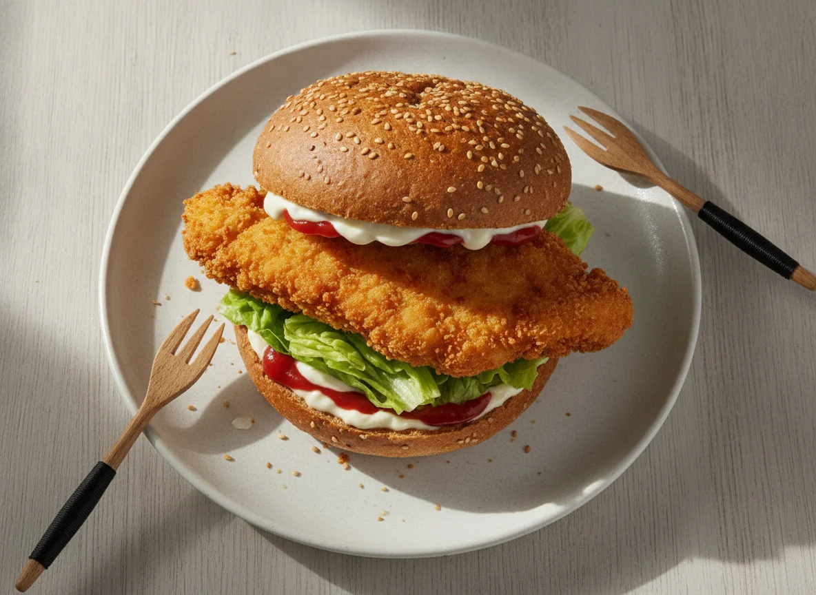 Chicken Burger mit Vollkornbrötchen photo