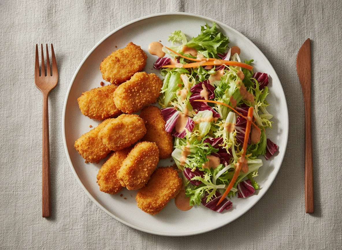 Chicken Nuggets mit gemischtem Salat photo