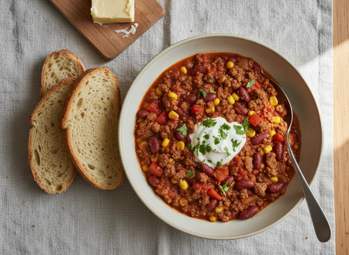 Chili con Carne mit Brot photo