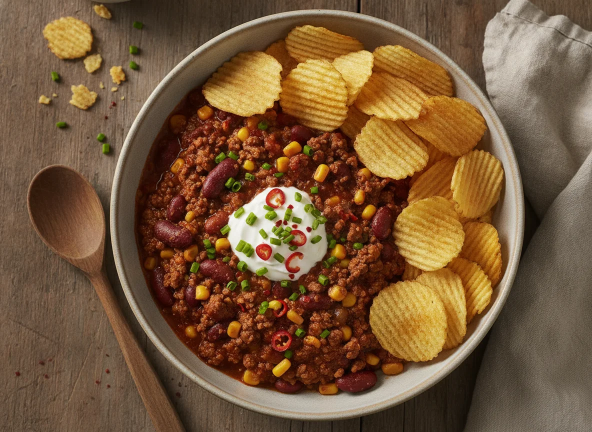 Chili con Carne mit Kartoffelchips photo