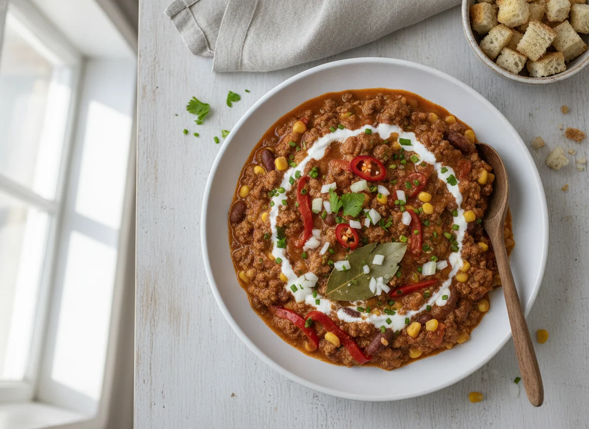 Chili con Carne mit Mais und Paprika photo