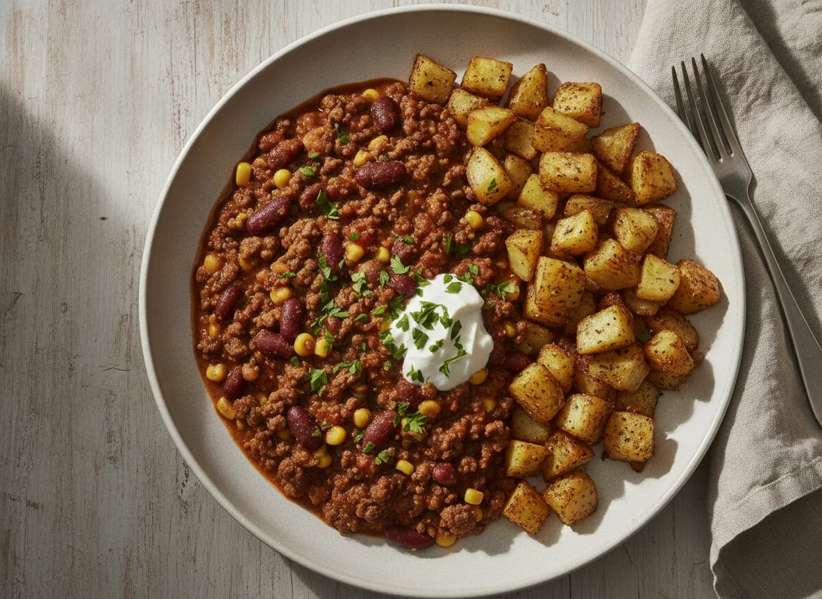 Chili con Carne mit Röstkartoffeln photo