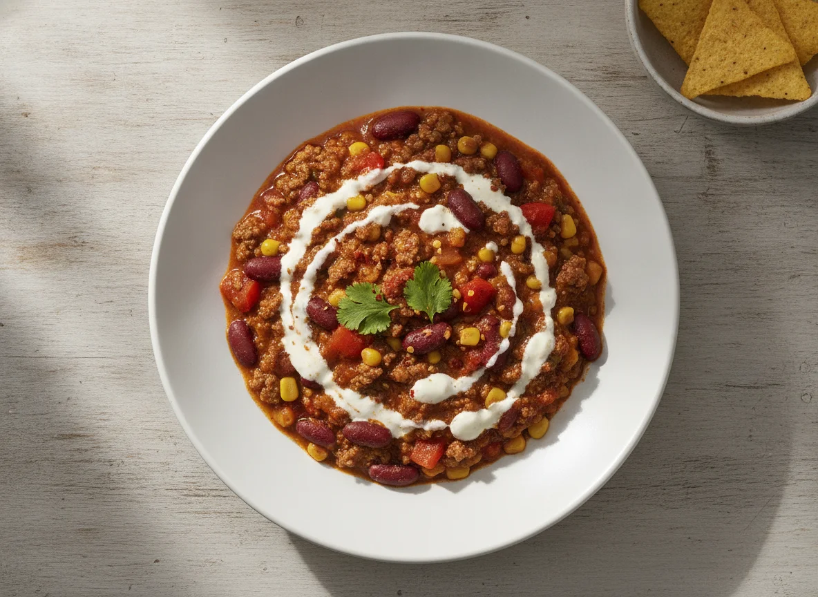 Chili con Carne mit Sahne photo