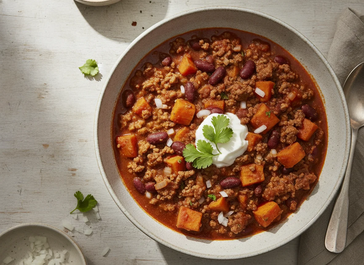 Chili con Carne mit Süßkartoffeln photo
