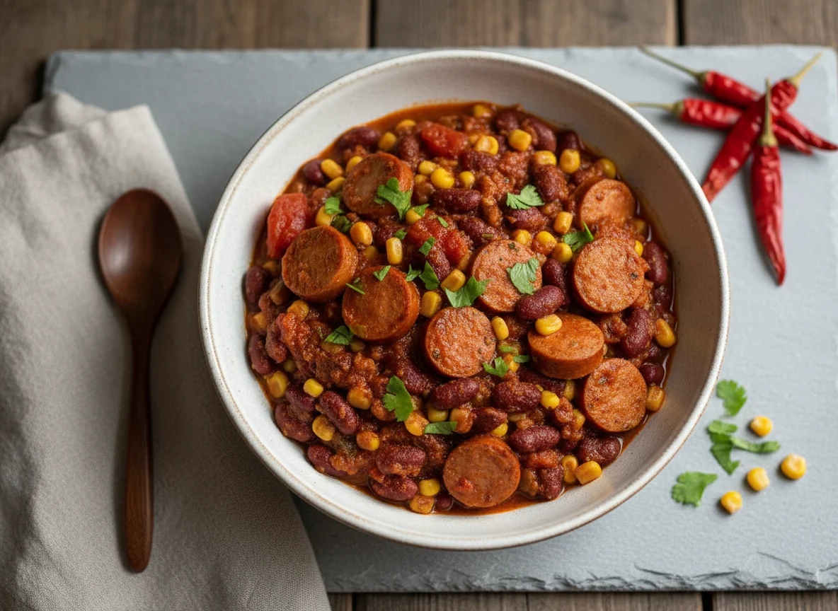 Chili con Carne mit Würstchen photo