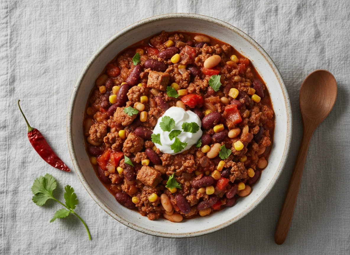 Chili con Carne oder vegetarisches Chili photo