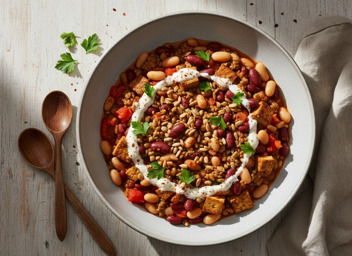 Chili mit Bohnen und Räuchertofu photo