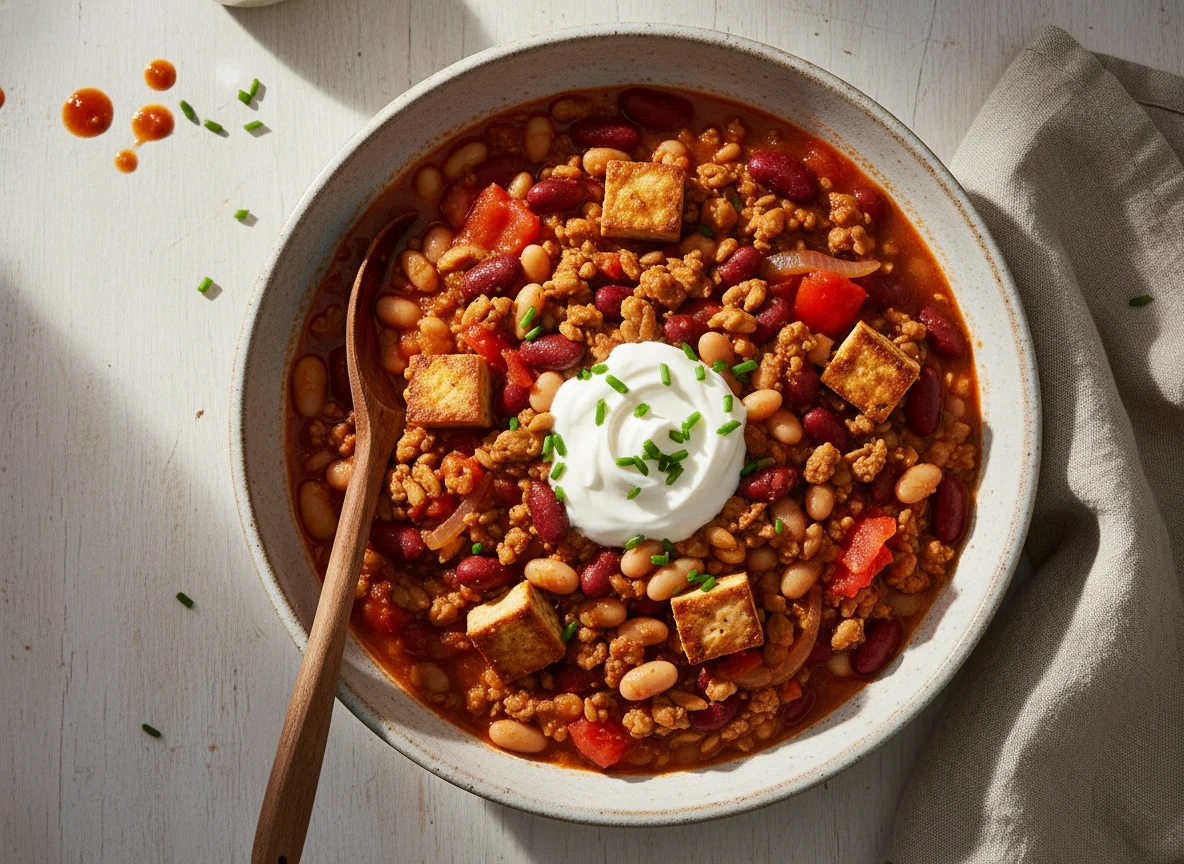 Chili mit Bohnen und Tofu photo