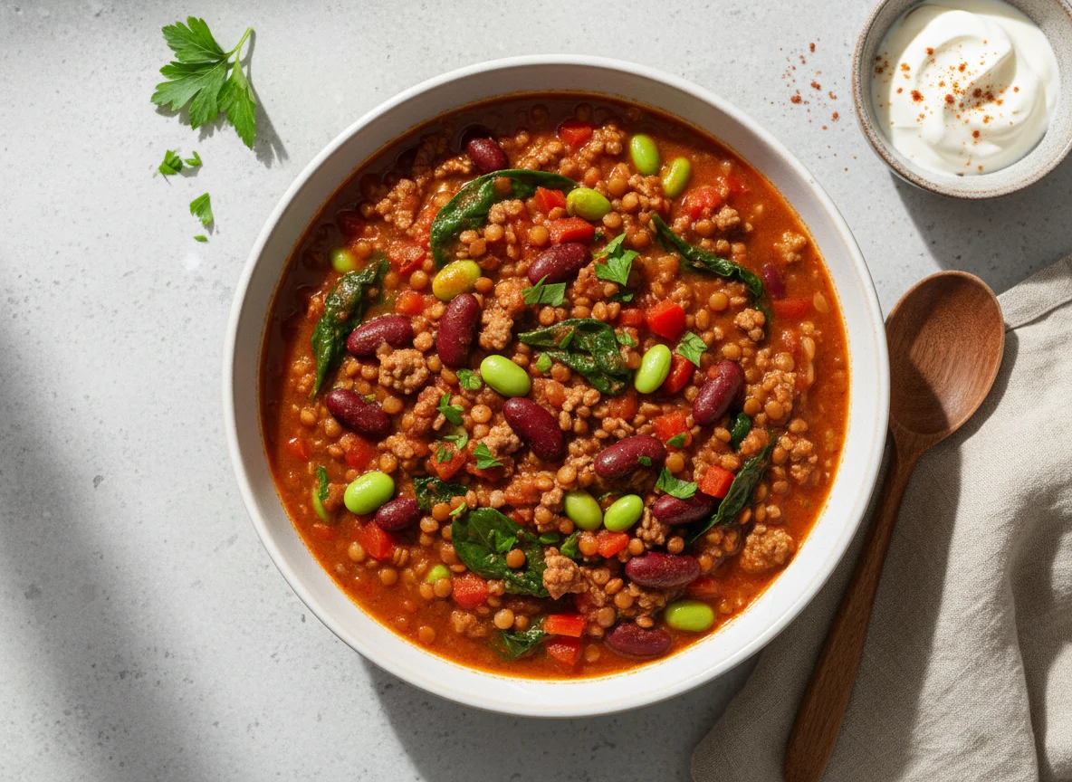 Chili mit Linsen und Bohnen photo