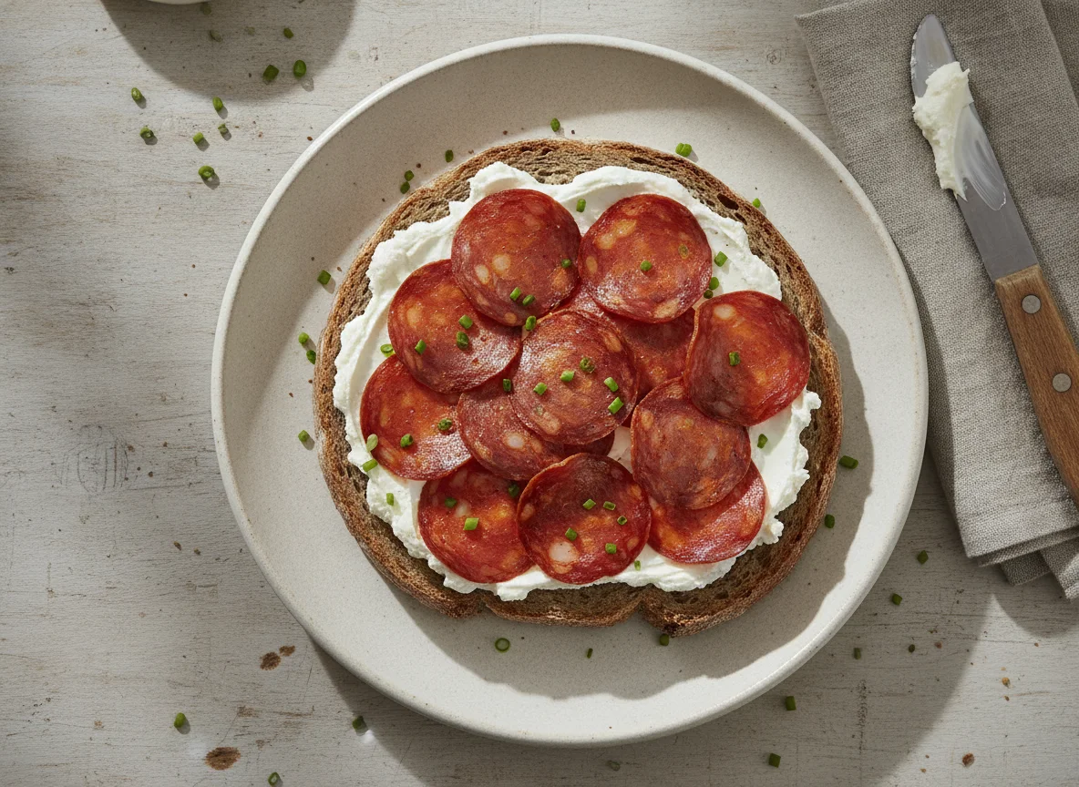 Chorizo-Brot mit Frischkäse photo