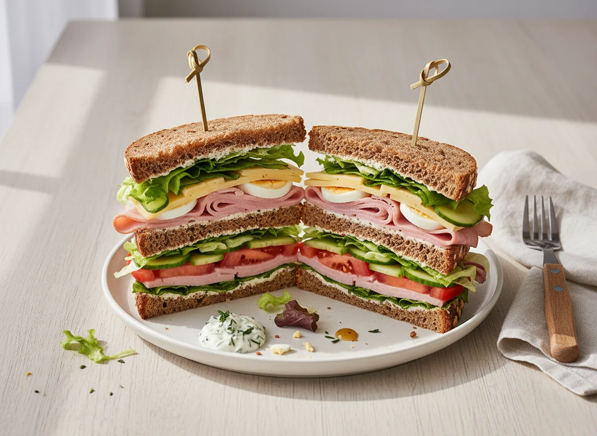 Club Sandwich mit Vollkornbrot photo