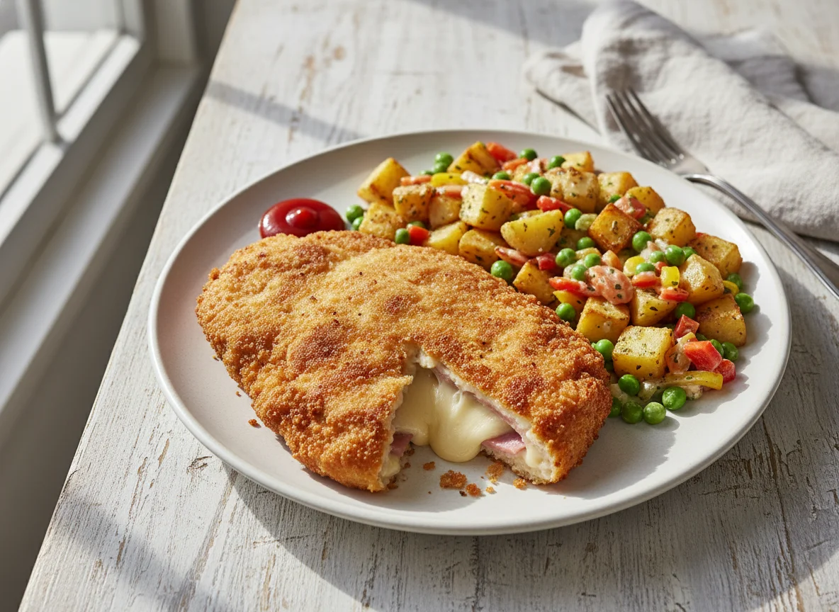 Cordon Bleu mit Kartoffel-Gemüse-Pfanne photo
