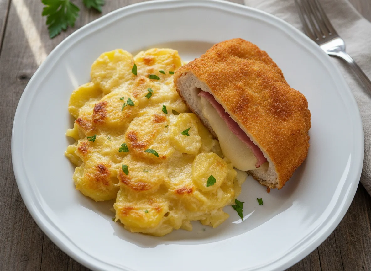 Cordon Bleu mit Kartoffelgratin photo