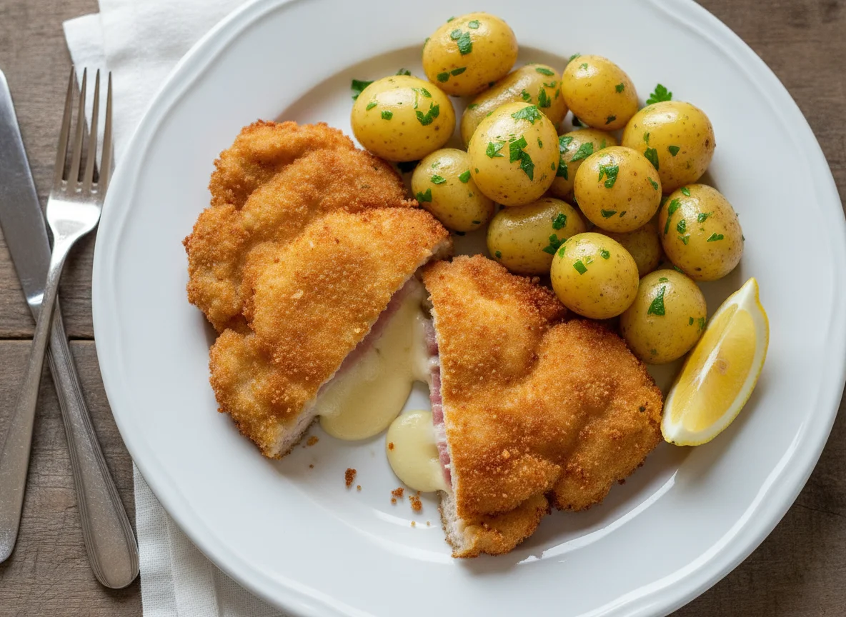 Cordon bleu mit Petersilienkartoffeln photo