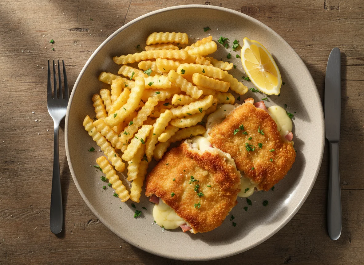 Cordon Bleu mit Pommes Frites photo