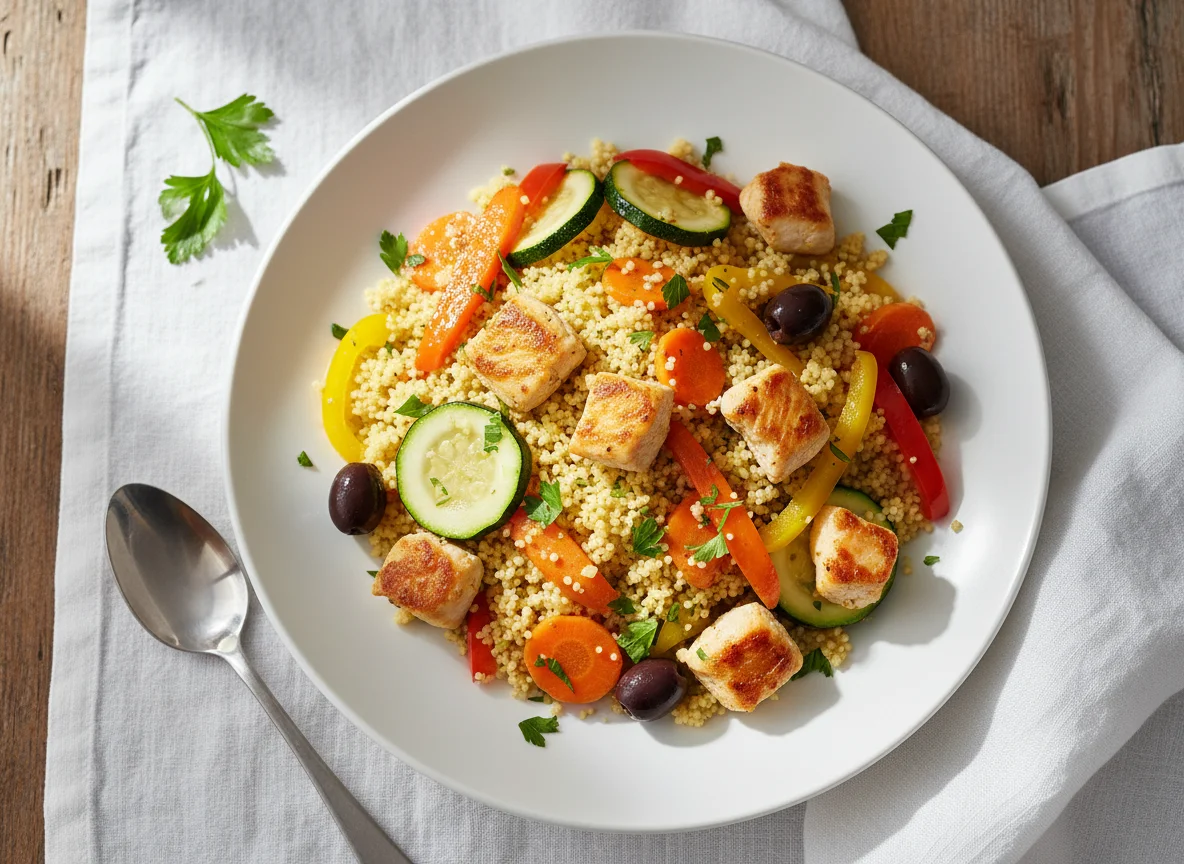 Couscous mit Hähnchen und Gemüse photo
