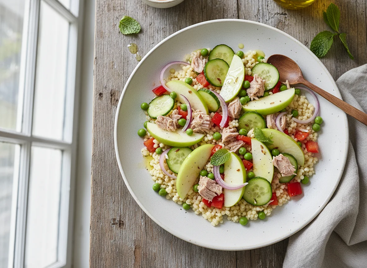 Couscous-Salat mit Apfel und Thunfisch photo