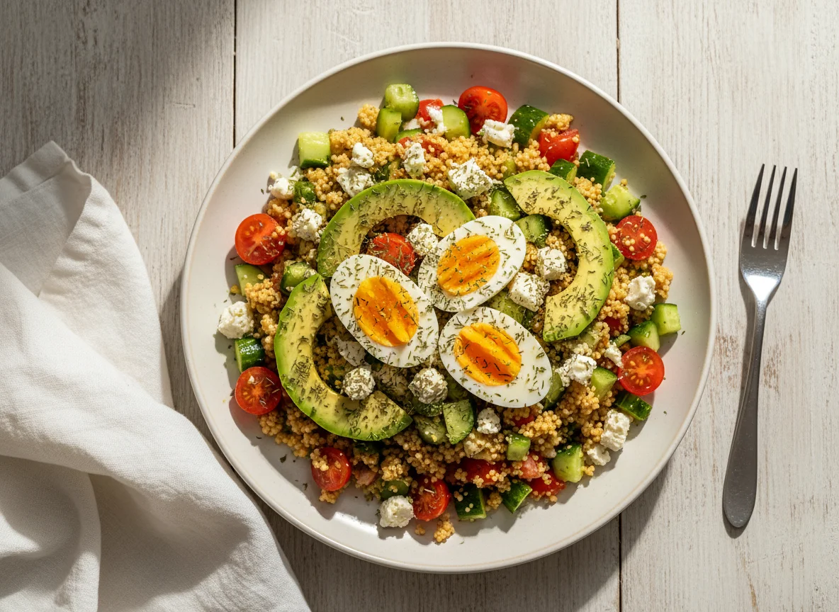 Couscous-Salat mit Feta und Ei photo