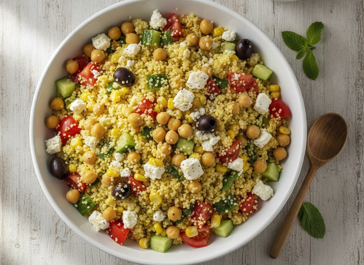 Couscous-Salat mit Feta und Kichererbsen photo