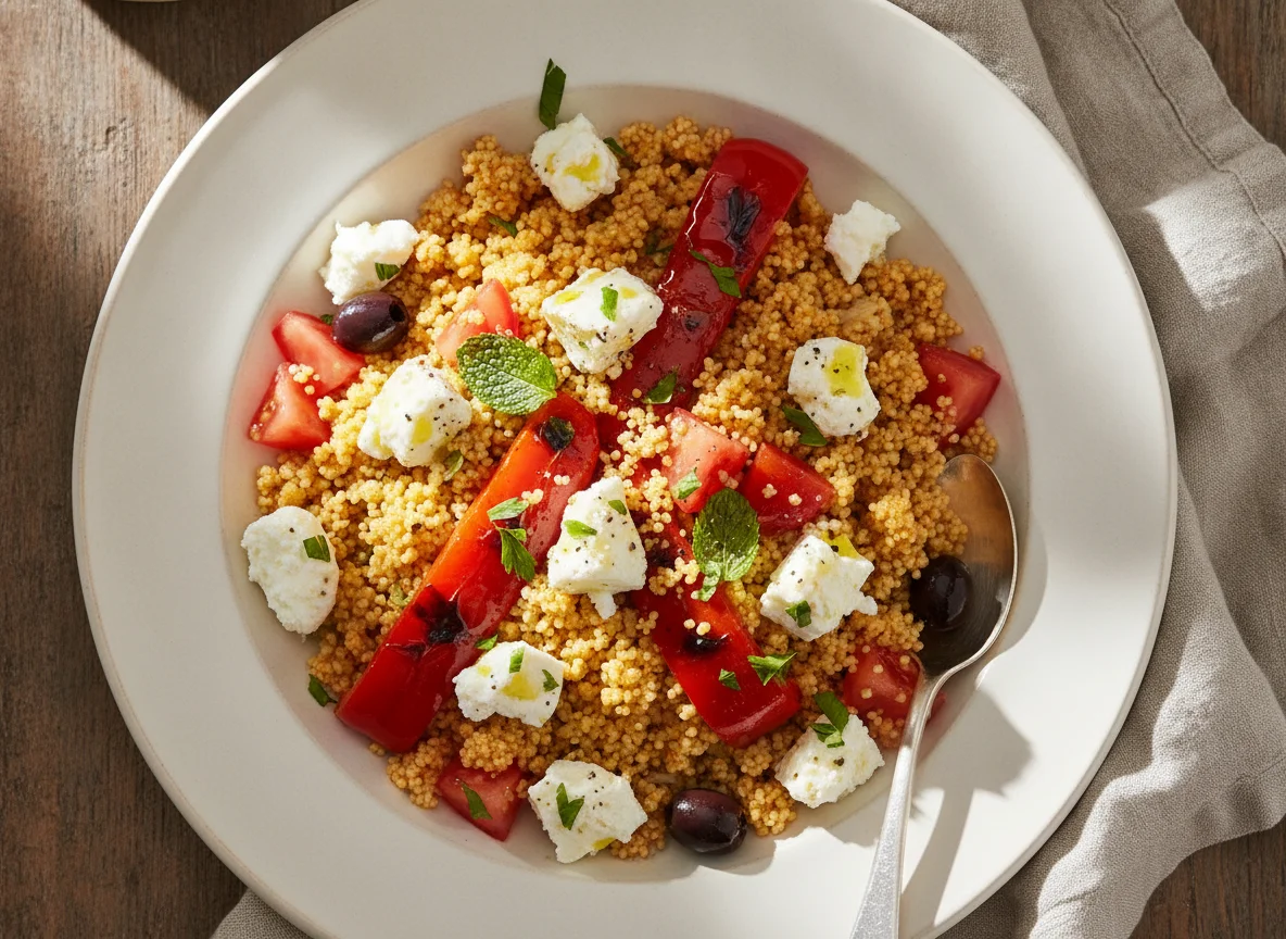 Couscous-Salat mit Feta und Paprika photo