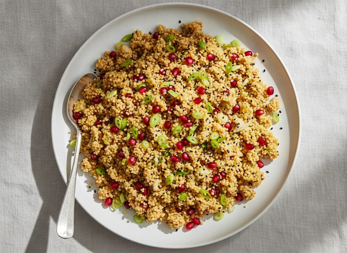 Couscous-Salat mit Granatapfelkernen photo