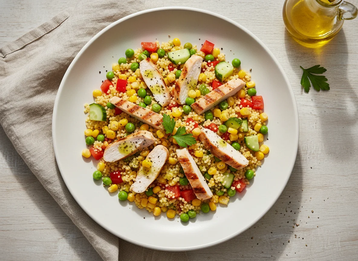 Couscous-Salat mit Hähnchen photo