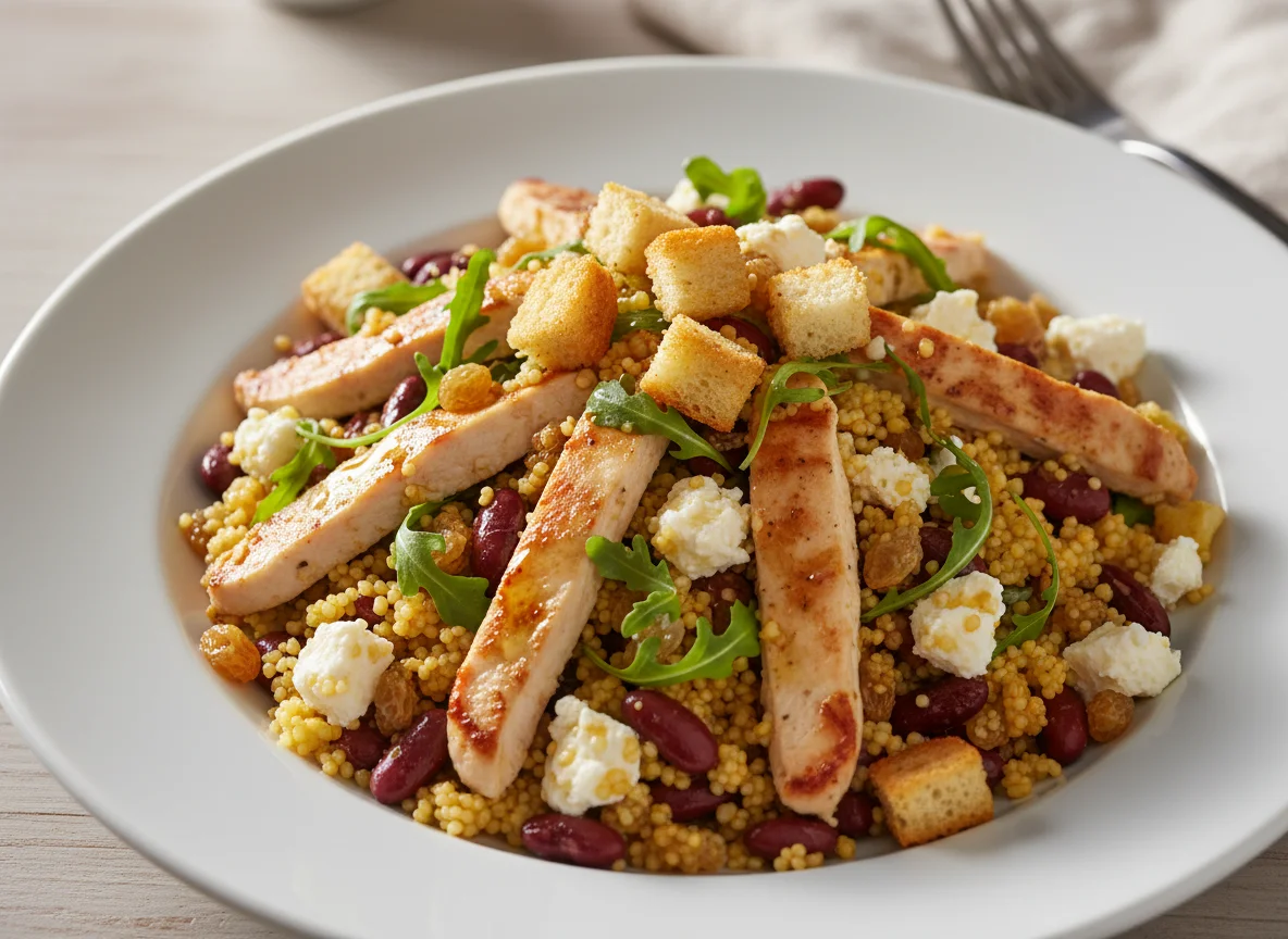 Couscous-Salat mit Hähnchen und Feta photo